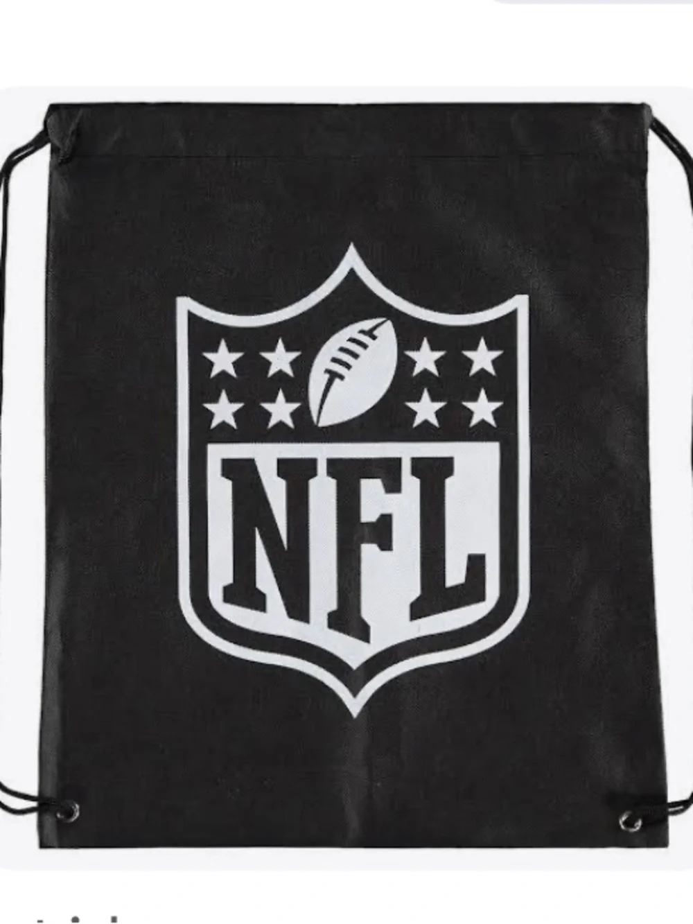 NWOT NFL Logo Cinch Sack Drawstring Bag Gym Bag Backpack Black with White Logo